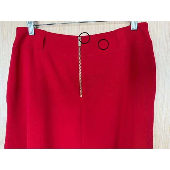 Calvin Klein A Line Midi Skirt Womens Size 8 Pockets Red Lined Event Holiday - Picture 5 of 11